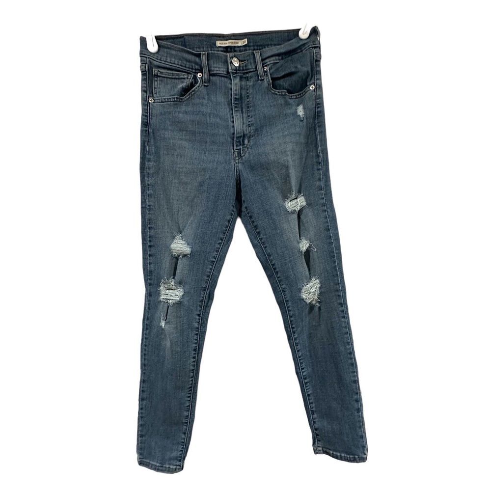 LEVI'S STRAUSS Women's Blue Jeans Sz 10 (30) Mile High Super Skinny Distressed